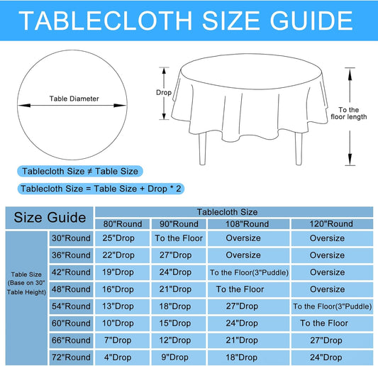 Hiasan Round Linen Tablecloth 120 Inch - Wrinkle and Stain Resistant Washable Polyester Fabric Table Cloth for Dining Room Kitchen Party, Beige