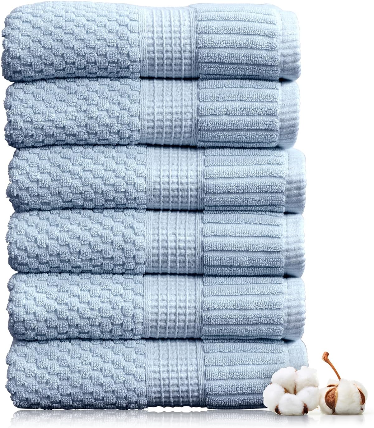 NY Loft 100% Cotton 4 Pack Bath Towels, 30" x 52", Soft & Absorbent, Quick Dry, Textured - Trinity Collection, Bright White