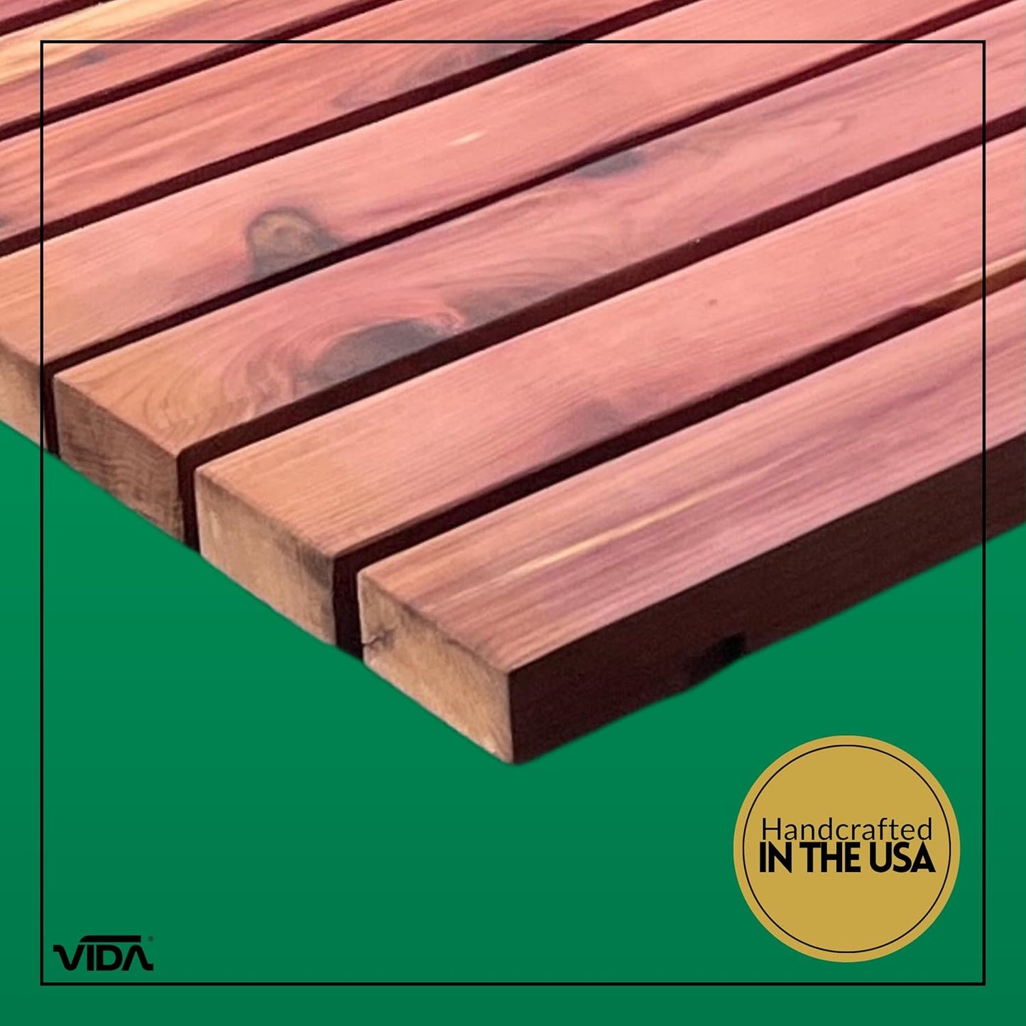 Cedar Wood Bath Mat – 30”x16” Non-Slip Shower Mat | Indoor & Outdoor Use | Wood Bathroom Mat & Floor Protector | Handcrafted in USA - Large