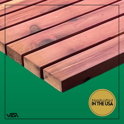 Cedar Wood Bath Mat – 30”x16” Non-Slip Shower Mat | Indoor & Outdoor Use | Wood Bathroom Mat & Floor Protector | Handcrafted in USA - Large