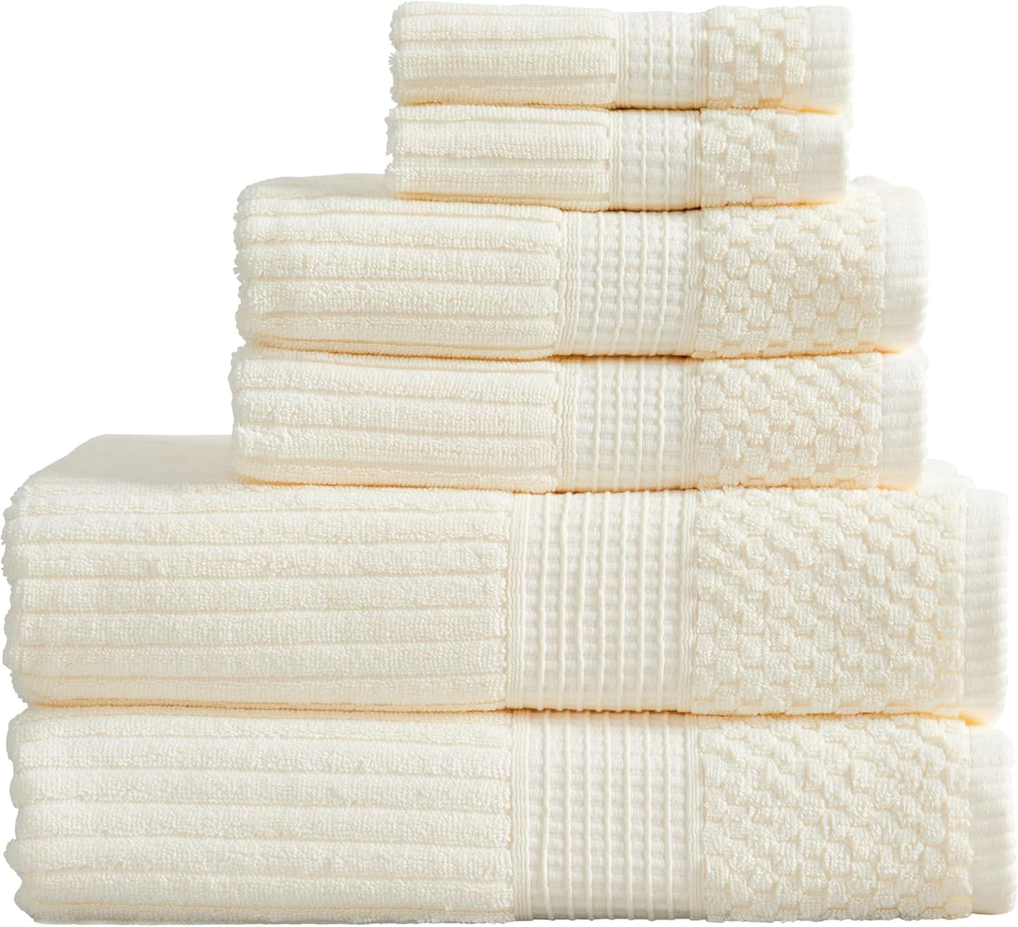 Springtree Home 100% Cotton Bath Towel Set of 4 | Super Soft & Absorbent with Quick-Dry Fibers | 4 Bath Towels | Textured and Durable Cotton | Krista Collection - Bright White