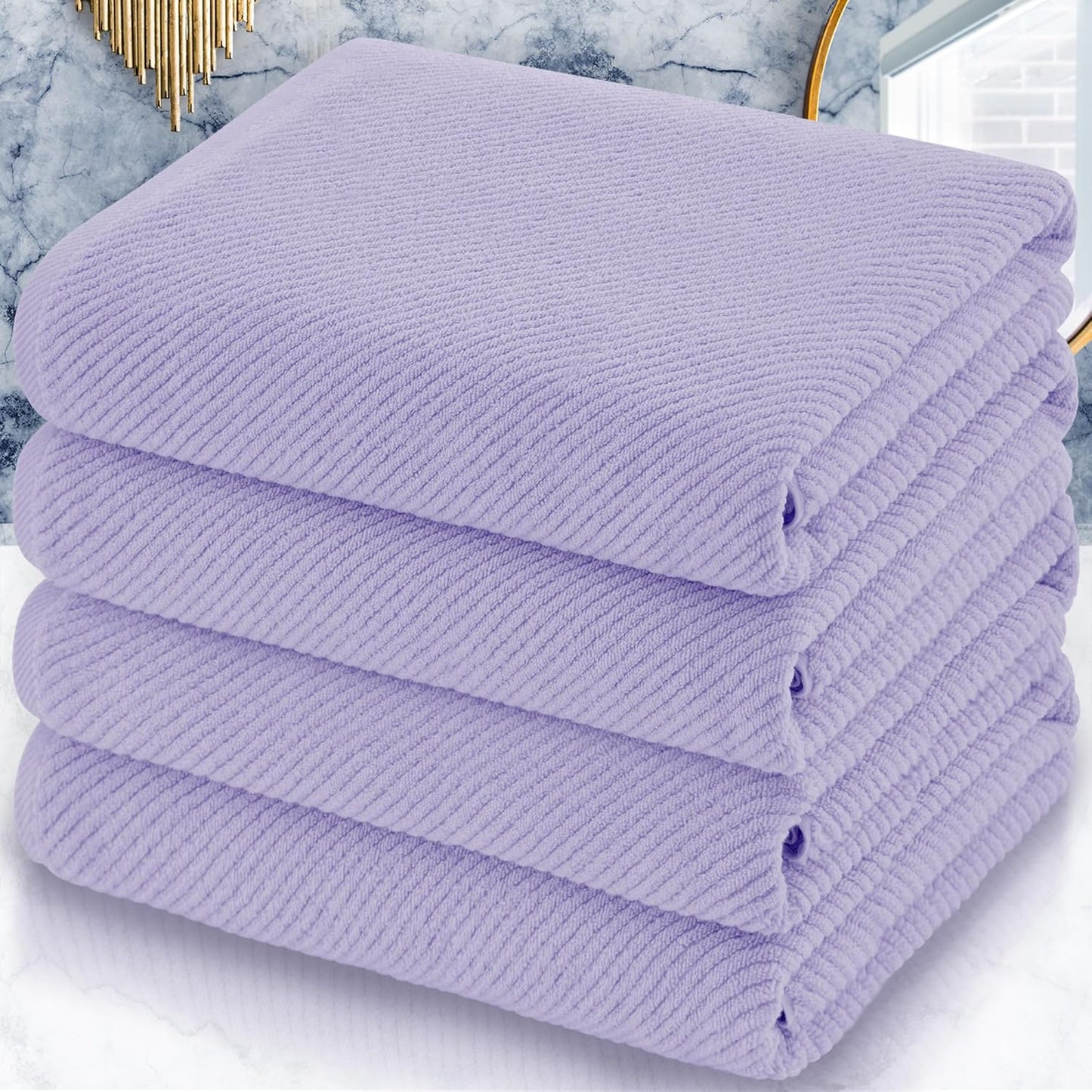 Luxury Bath Towels, Bath Towels Set of 4, Large 30" x 56" - 100% Cotton | Quick Dry | Light Weight | Thick | Soft | Absorbent, Luxury Shower Towel Sets for Bathroom, Towel Gift Set, White