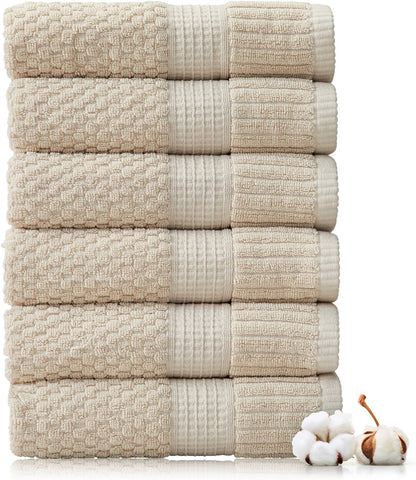 NY Loft 100% Cotton 4 Pack Bath Towels, 30" x 52", Soft & Absorbent, Quick Dry, Textured - Trinity Collection, Bright White