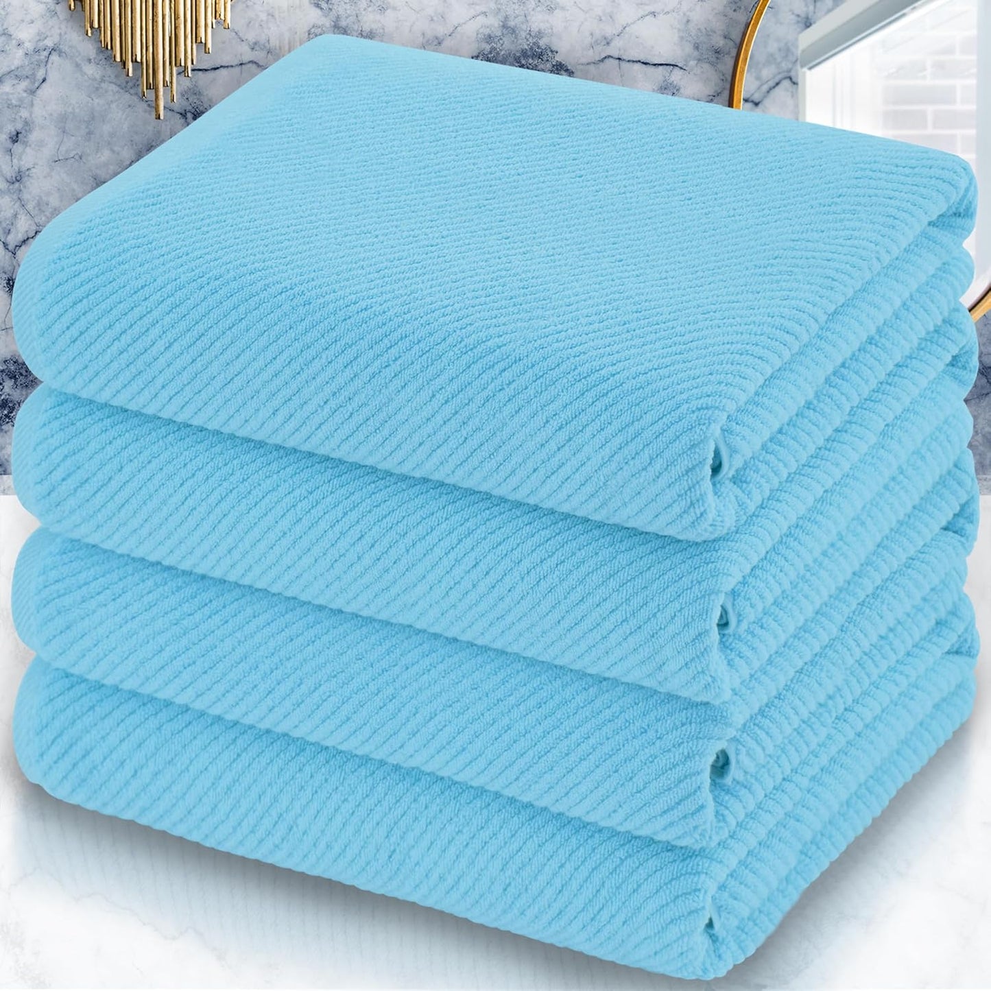 Luxury Bath Towels, Bath Towels Set of 4, Large 30" x 56" - 100% Cotton | Quick Dry | Light Weight | Thick | Soft | Absorbent, Luxury Shower Towel Sets for Bathroom, Towel Gift Set, White