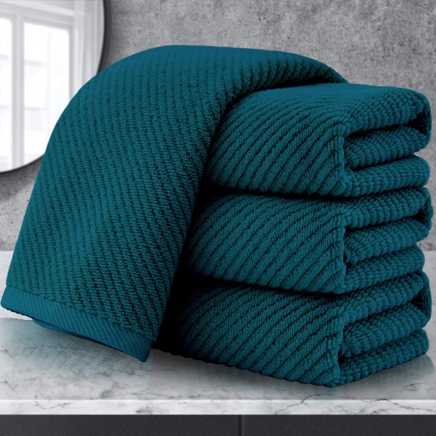 Luxury Bath Towels, Bath Towels Set of 4, Large 30" x 56" - 100% Cotton | Quick Dry | Light Weight | Thick | Soft | Absorbent, Luxury Shower Towel Sets for Bathroom, Towel Gift Set, White