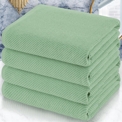 Luxury Bath Towels, Bath Towels Set of 4, Large 30" x 56" - 100% Cotton | Quick Dry | Light Weight | Thick | Soft | Absorbent, Luxury Shower Towel Sets for Bathroom, Towel Gift Set, White