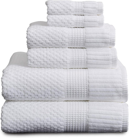 NY Loft 100% Cotton 4 Pack Bath Towels, 30" x 52", Soft & Absorbent, Quick Dry, Textured - Trinity Collection, Bright White