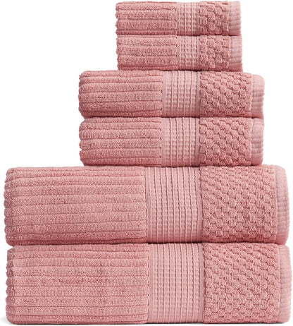 Springtree Home 100% Cotton Bath Towel Set of 4 | Super Soft & Absorbent with Quick-Dry Fibers | 4 Bath Towels | Textured and Durable Cotton | Krista Collection - Bright White