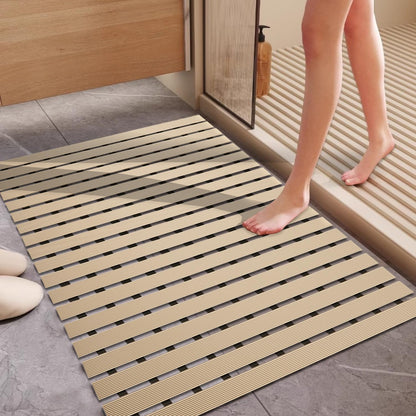Non Slip Large Shower Mat(35.4"*23.6"),Extra Large Shower Mats for Inside Shower, Non Slip Shower Mat for Elderly,Non Suction Cups Heavy Duty Bathtub Mat,Rubber