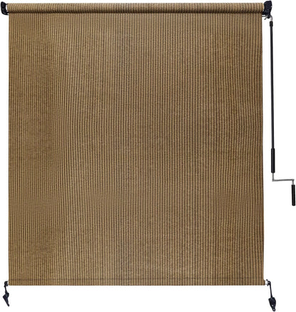 Amagenix Outdoor Roller Shade 8'(W) X 8'(H), Exterior Cordless Patio Shades Roll Up Outdoor Blinds with 90% UV Protection, Two-Section Poles with One-Piece Fabric, Grey