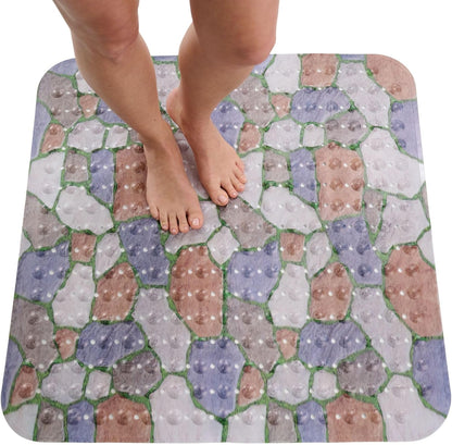 ENKOSI Extra Large Shower Mat Non Slip - 47 x 32 inch - XL Bathroom Shower Mat - Large Shower Matts for Shower Stall Floors - Secure Suction Cups and Drain Holes (47x32 White)