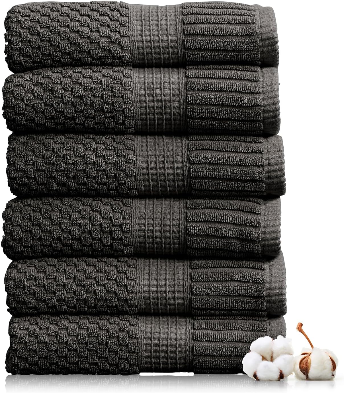 NY Loft 100% Cotton 4 Pack Bath Towels, 30" x 52", Soft & Absorbent, Quick Dry, Textured - Trinity Collection, Bright White