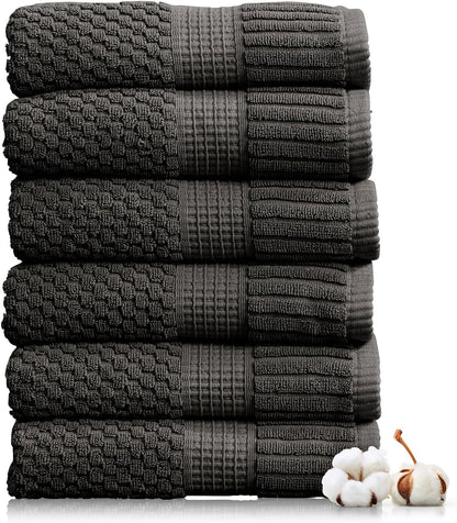 NY Loft 100% Cotton 4 Pack Bath Towels, 30" x 52", Soft & Absorbent, Quick Dry, Textured - Trinity Collection, Bright White