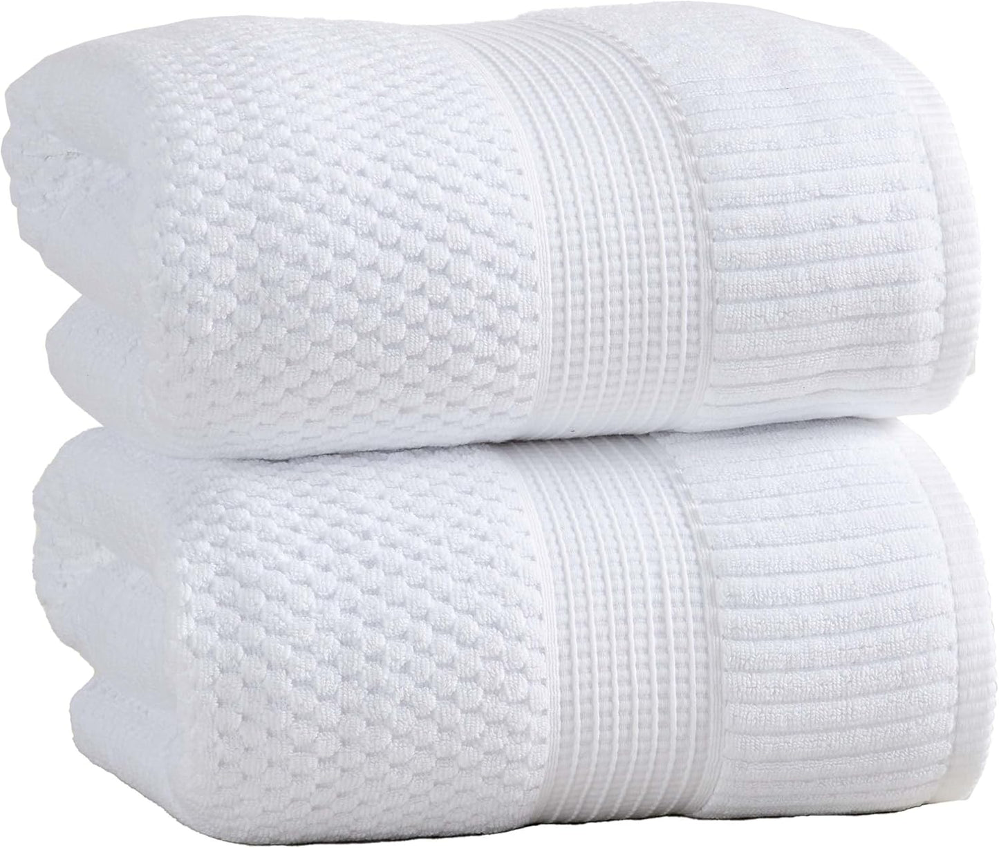 NY Loft 100% Cotton 4 Pack Bath Towels, 30" x 52", Soft & Absorbent, Quick Dry, Textured - Trinity Collection, Bright White