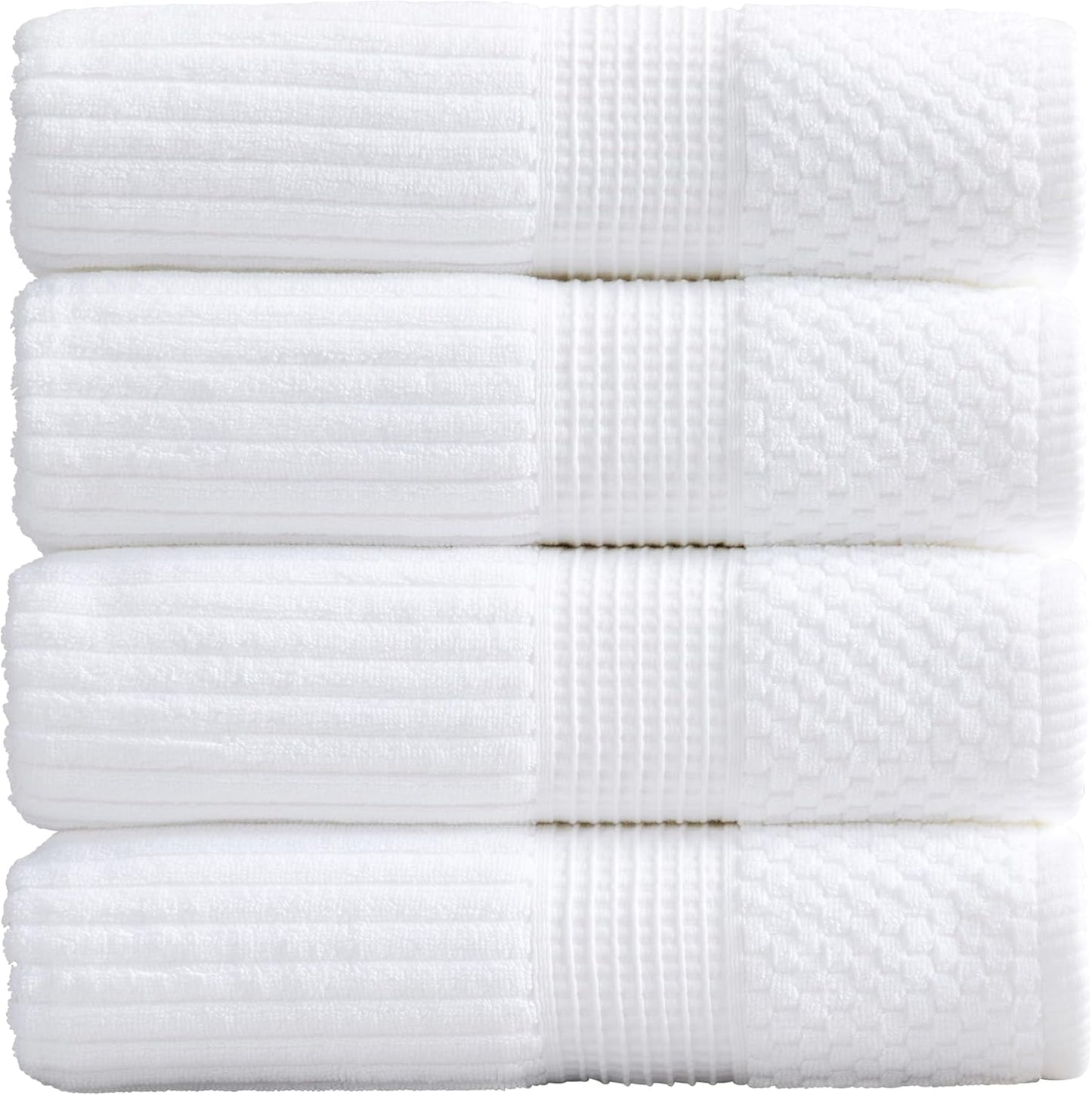 Springtree Home 100% Cotton Bath Towel Set of 4 | Super Soft & Absorbent with Quick-Dry Fibers | 4 Bath Towels | Textured and Durable Cotton | Krista Collection - Bright White