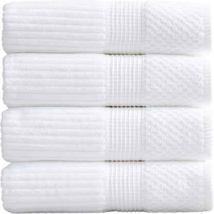 Springtree Home 100% Cotton Bath Towel Set of 4 | Super Soft & Absorbent with Quick-Dry Fibers | 4 Bath Towels | Textured and Durable Cotton | Krista Collection - Bright White