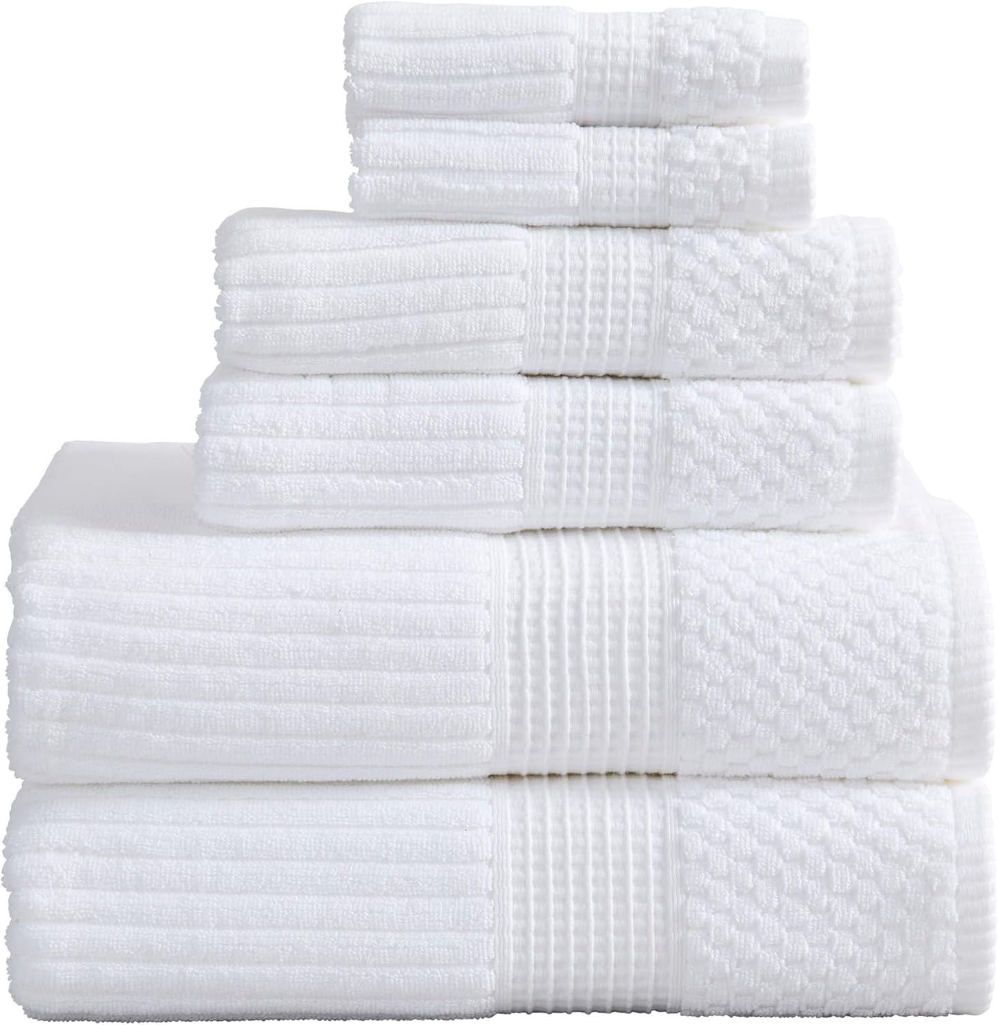 Springtree Home 100% Cotton Bath Towel Set of 4 | Super Soft & Absorbent with Quick-Dry Fibers | 4 Bath Towels | Textured and Durable Cotton | Krista Collection - Bright White
