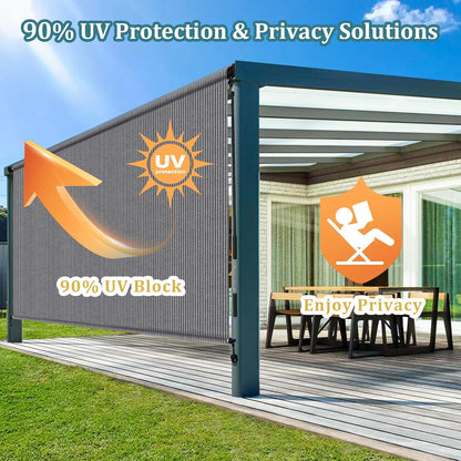 Shade&Beyond Outdoor Roller Shades with Splicing Design, 8' W x 8' H Cordless Patio Roll Up Blinds, Exterior Shade Cloth Roll for Porch, Gazebo, Pergola, Balcony, Gray