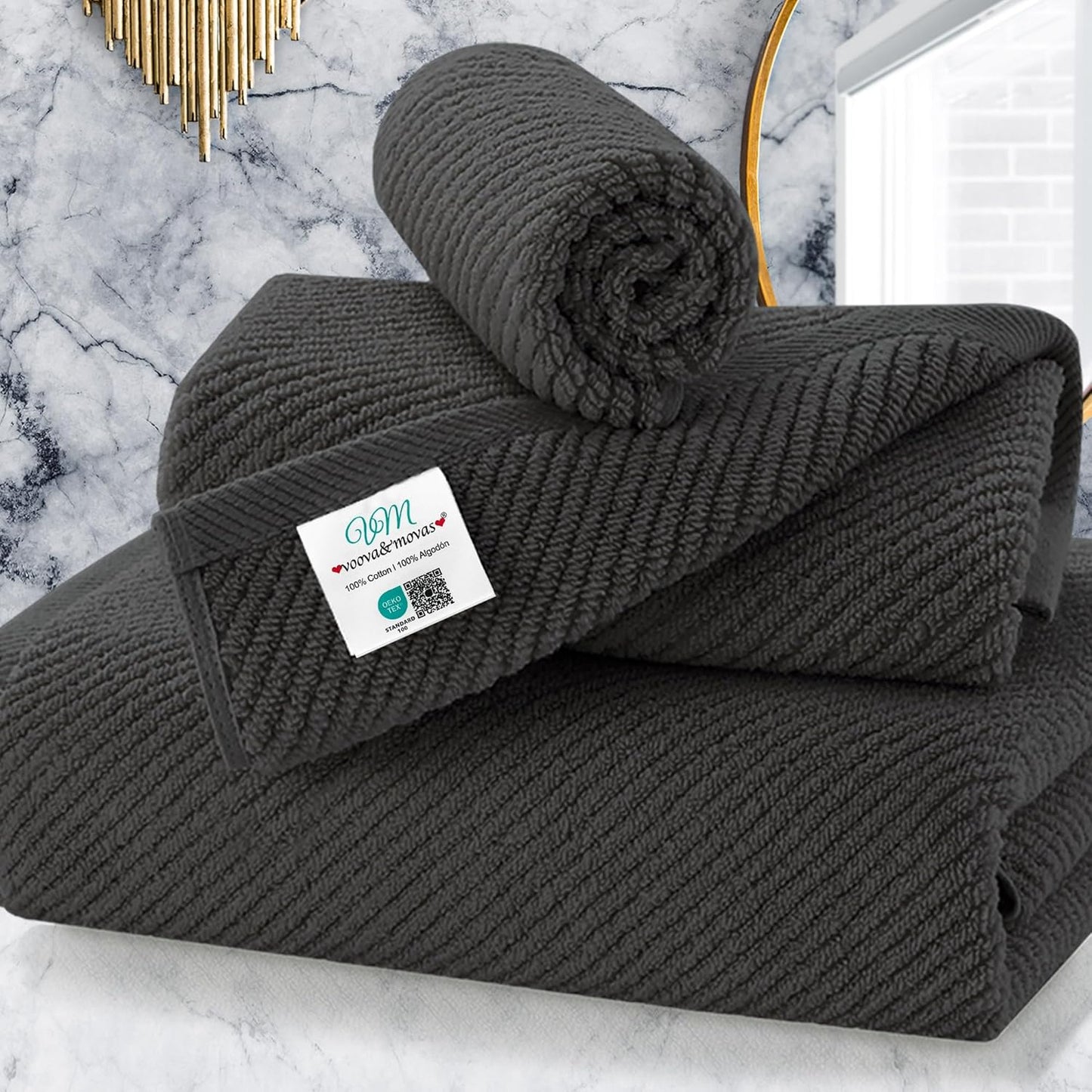 Luxury Bath Towels, Bath Towels Set of 4, Large 30" x 56" - 100% Cotton | Quick Dry | Light Weight | Thick | Soft | Absorbent, Luxury Shower Towel Sets for Bathroom, Towel Gift Set, White