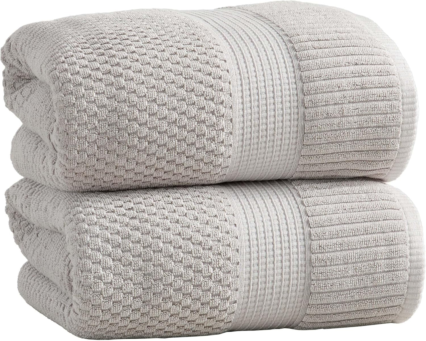 NY Loft 100% Cotton 4 Pack Bath Towels, 30" x 52", Soft & Absorbent, Quick Dry, Textured - Trinity Collection, Bright White
