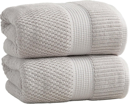 NY Loft 100% Cotton 4 Pack Bath Towels, 30" x 52", Soft & Absorbent, Quick Dry, Textured - Trinity Collection, Bright White