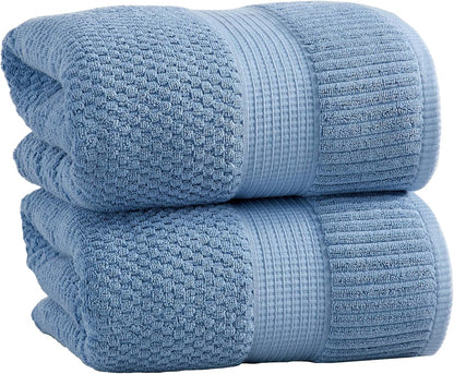 NY Loft 100% Cotton 4 Pack Bath Towels, 30" x 52", Soft & Absorbent, Quick Dry, Textured - Trinity Collection, Bright White