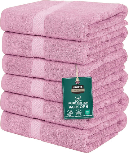 Utopia Towels 18 Pack Bath Towel Set (24 x 48 Inches), 500 GSM 100% Ring Spun Cotton Medium Lightweight and Highly Absorbent Quick Drying, Premium Towels for Hotel, Spa and Bathroom (White)
