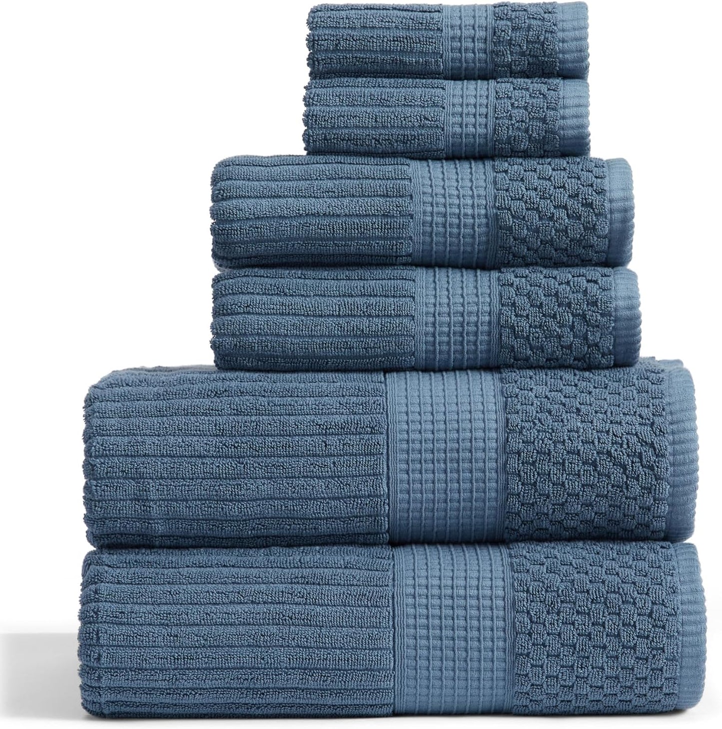 Springtree Home 100% Cotton Bath Towel Set of 4 | Super Soft & Absorbent with Quick-Dry Fibers | 4 Bath Towels | Textured and Durable Cotton | Krista Collection - Bright White