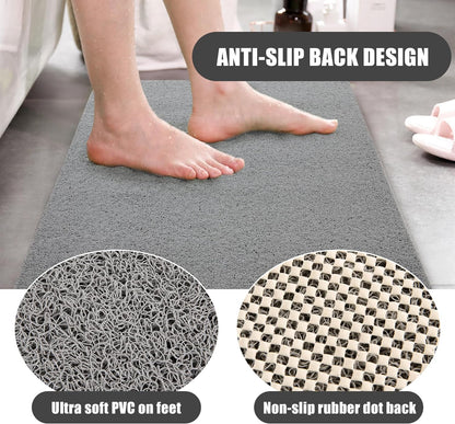 HOMBYS 58 x 44 Extra Large Shower Mat for Shower Stall Tub, Non Slip Bath Mat Bathroom Accessories, PVC Loofah Mats for Shower and Bathroom, Quick Drying, (Grey, 58"x44")