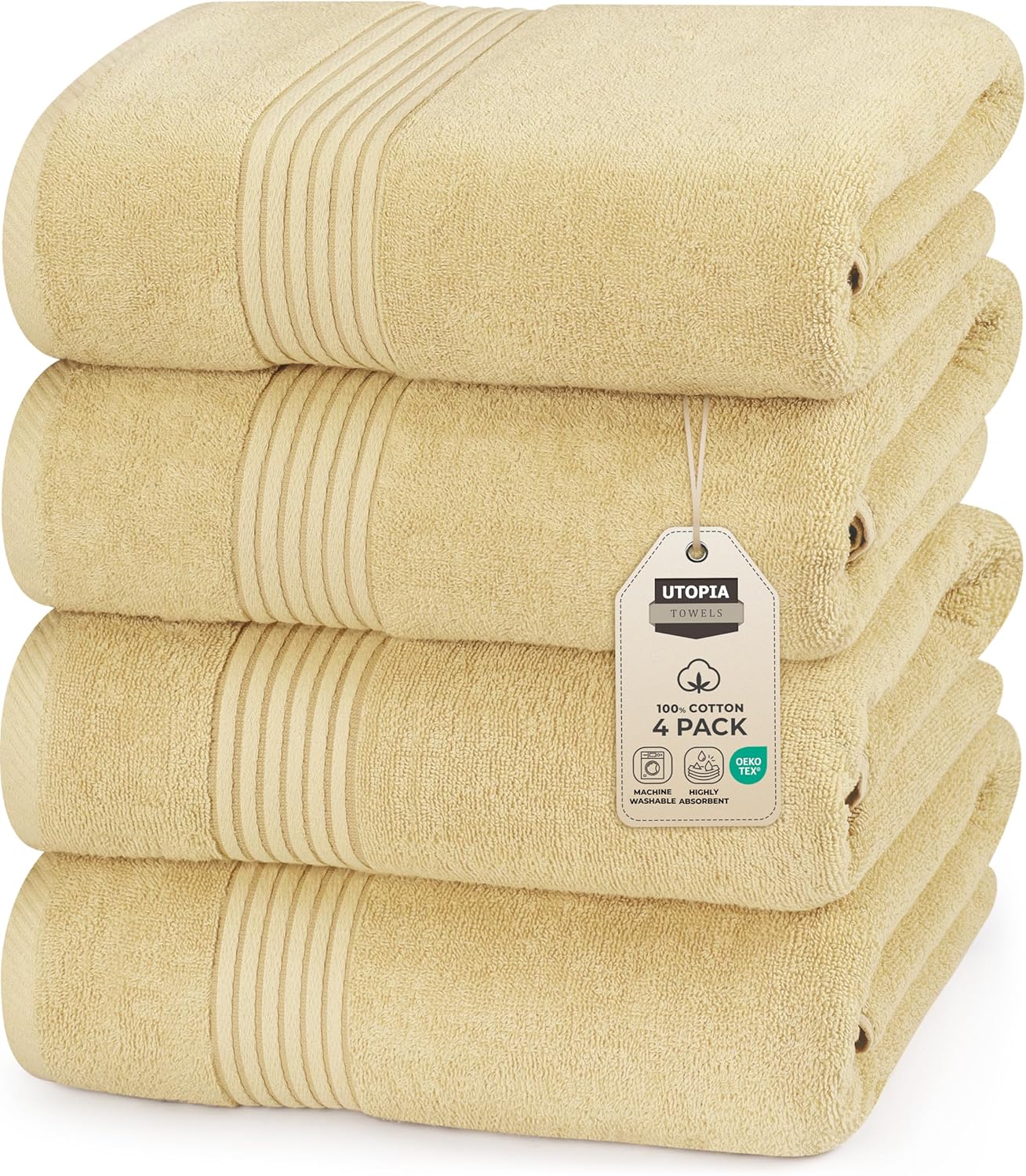 Utopia Towels 12 Pack Bath Towels Set, (27 x 54 Inches) 100% Ring Spun Cotton, Quick Dry, Highly Absorbent, Soft Feel Towels, Perfect for Daily Use (White)