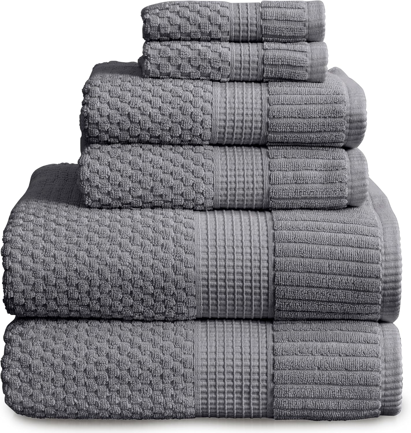 NY Loft 100% Cotton 4 Pack Bath Towels, 30" x 52", Soft & Absorbent, Quick Dry, Textured - Trinity Collection, Bright White