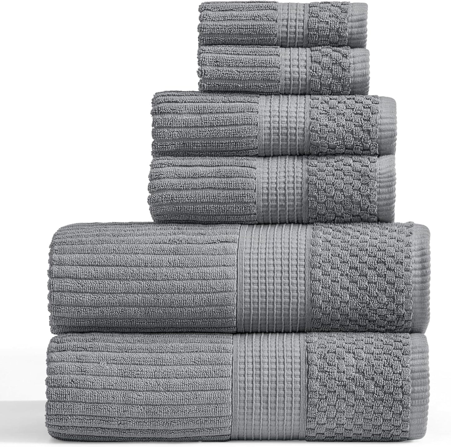 Springtree Home 100% Cotton Bath Towel Set of 4 | Super Soft & Absorbent with Quick-Dry Fibers | 4 Bath Towels | Textured and Durable Cotton | Krista Collection - Bright White