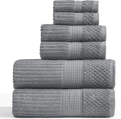 Springtree Home 100% Cotton Bath Towel Set of 4 | Super Soft & Absorbent with Quick-Dry Fibers | 4 Bath Towels | Textured and Durable Cotton | Krista Collection - Bright White