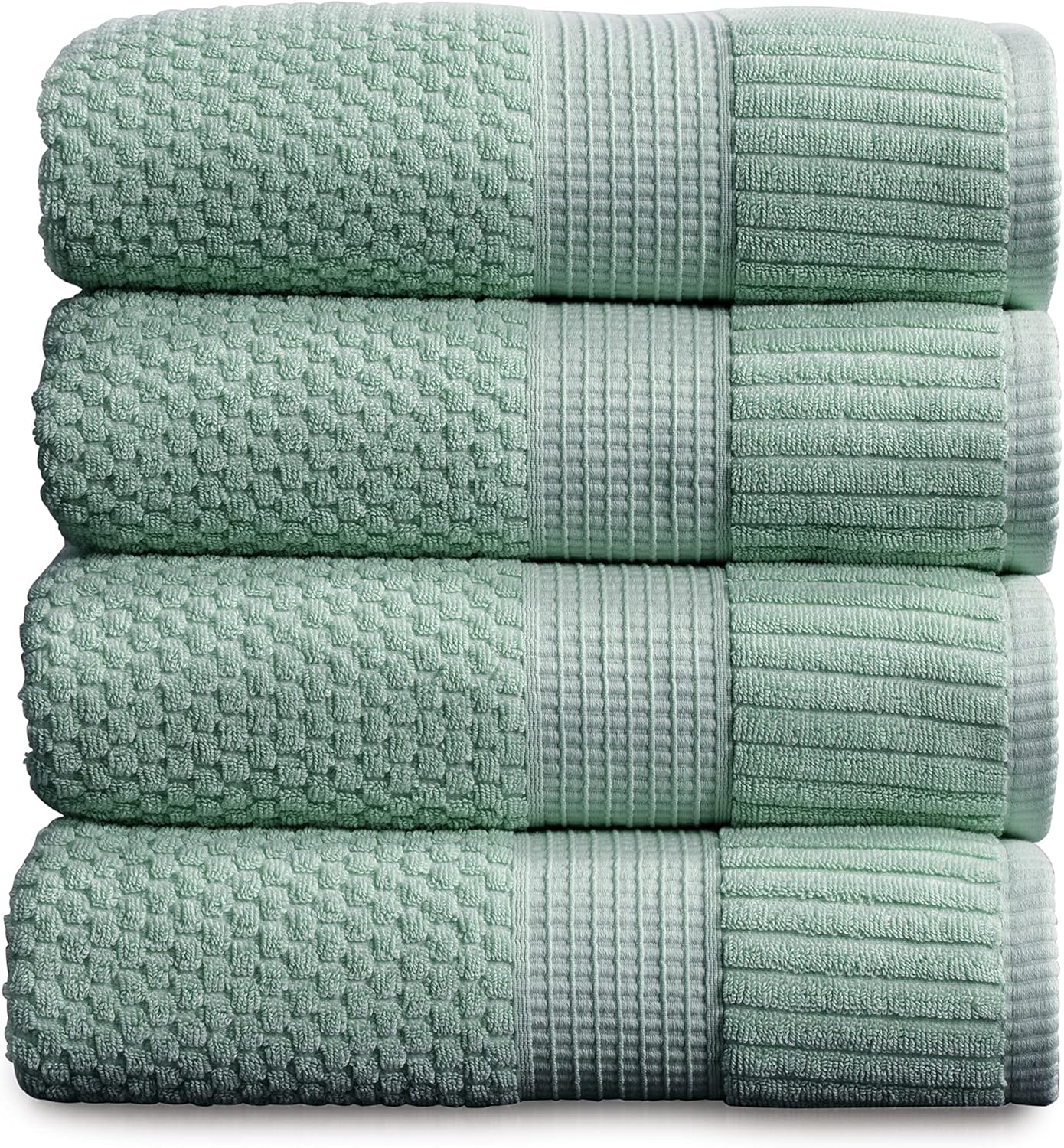 NY Loft 100% Cotton 4 Pack Bath Towels, 30" x 52", Soft & Absorbent, Quick Dry, Textured - Trinity Collection, Bright White