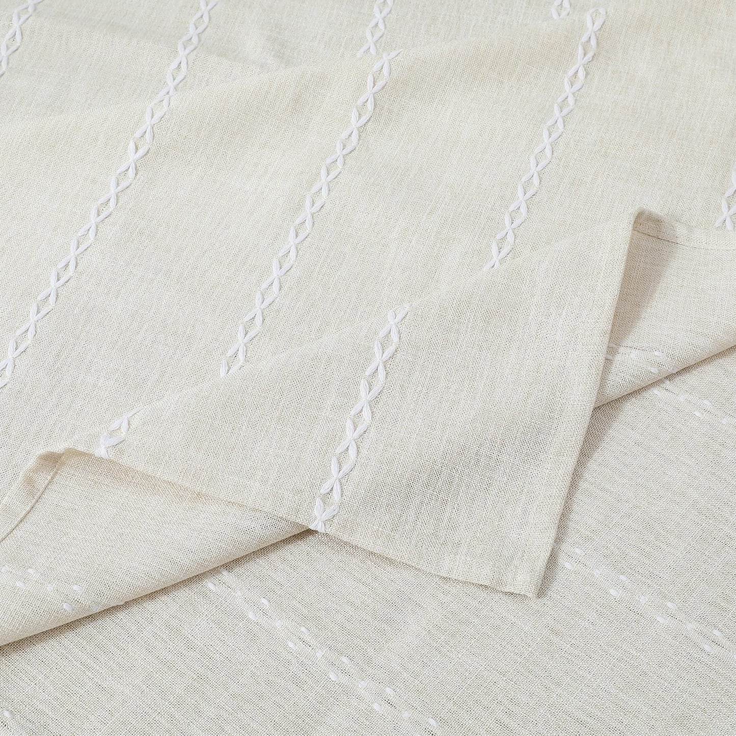 Chassic 60 x 120 inches Farmhouse Style Linen tablecloths, Wrinkle Resistant Washable Dining Room Table Cloths for 8 Foot Rectangle Tables - Beige