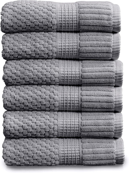 NY Loft 100% Cotton 4 Pack Bath Towels, 30" x 52", Soft & Absorbent, Quick Dry, Textured - Trinity Collection, Bright White