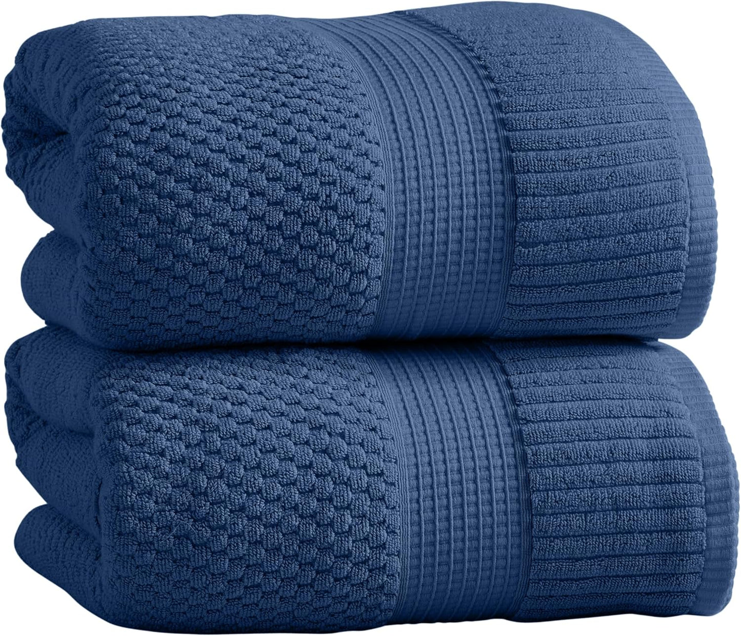 NY Loft 100% Cotton 4 Pack Bath Towels, 30" x 52", Soft & Absorbent, Quick Dry, Textured - Trinity Collection, Bright White