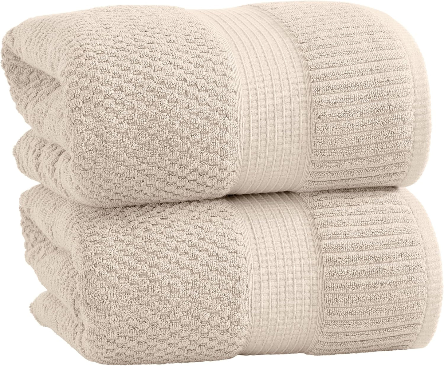 NY Loft 100% Cotton 4 Pack Bath Towels, 30" x 52", Soft & Absorbent, Quick Dry, Textured - Trinity Collection, Bright White