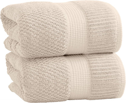 NY Loft 100% Cotton 4 Pack Bath Towels, 30" x 52", Soft & Absorbent, Quick Dry, Textured - Trinity Collection, Bright White