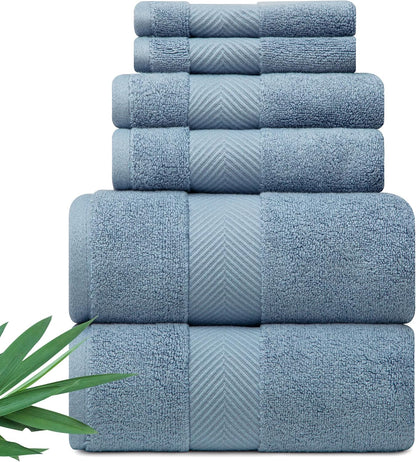 Ultra Soft & Plush Viscose from Bamboo Bath Towels - 700 GSM Luxury Bath Towels - 6 Piece Set - Super Absorbent & Quick Drying (Pewter Grey)