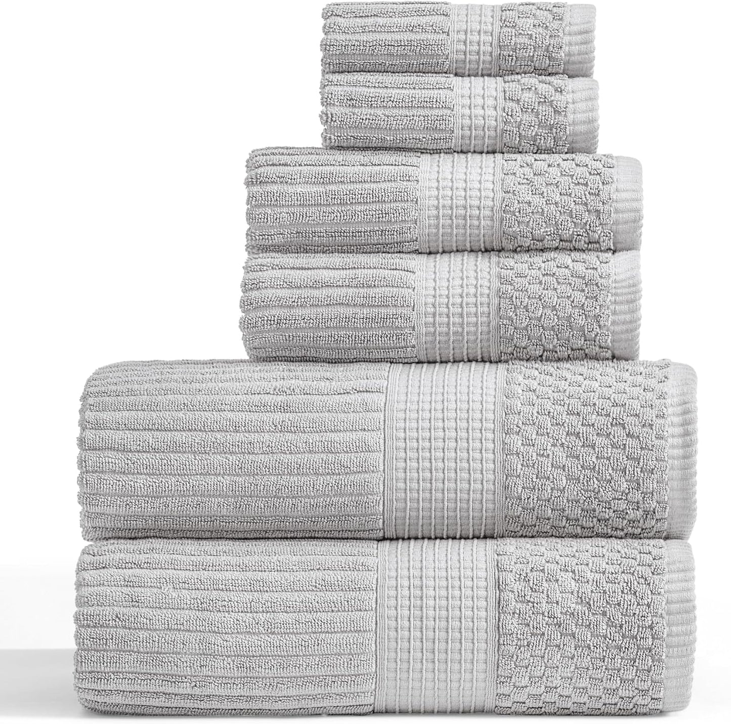 Springtree Home 100% Cotton Bath Towel Set of 4 | Super Soft & Absorbent with Quick-Dry Fibers | 4 Bath Towels | Textured and Durable Cotton | Krista Collection - Bright White