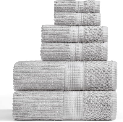 Springtree Home 100% Cotton Bath Towel Set of 4 | Super Soft & Absorbent with Quick-Dry Fibers | 4 Bath Towels | Textured and Durable Cotton | Krista Collection - Bright White