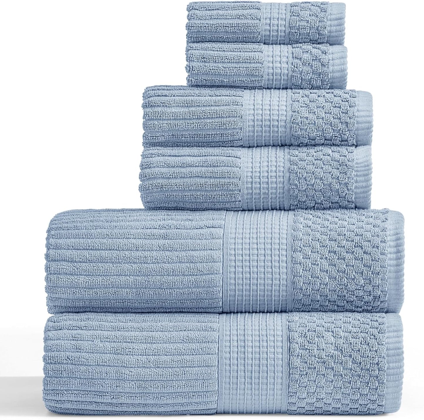 Springtree Home 100% Cotton Bath Towel Set of 4 | Super Soft & Absorbent with Quick-Dry Fibers | 4 Bath Towels | Textured and Durable Cotton | Krista Collection - Bright White