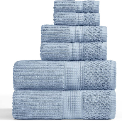 Springtree Home 100% Cotton Bath Towel Set of 4 | Super Soft & Absorbent with Quick-Dry Fibers | 4 Bath Towels | Textured and Durable Cotton | Krista Collection - Bright White