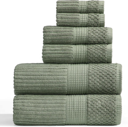Springtree Home 100% Cotton Bath Towel Set of 4 | Super Soft & Absorbent with Quick-Dry Fibers | 4 Bath Towels | Textured and Durable Cotton | Krista Collection - Bright White