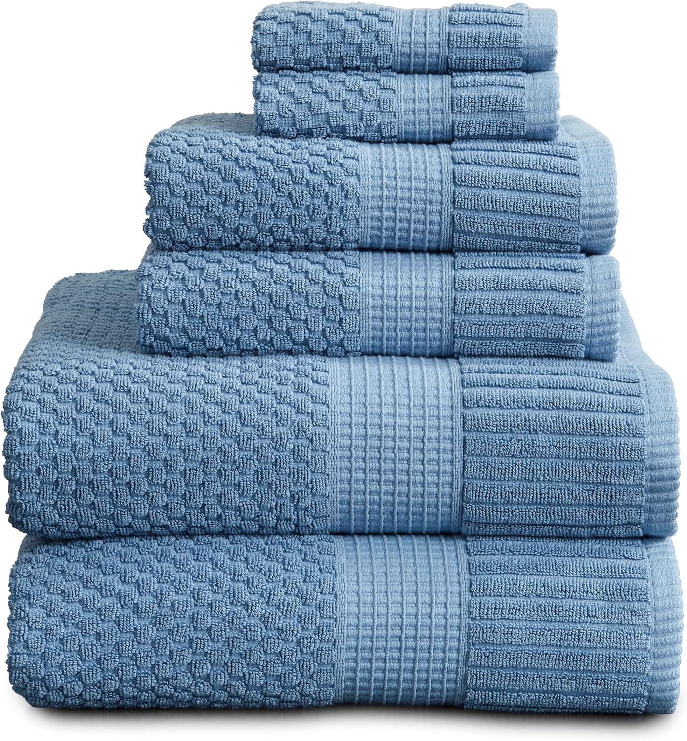 NY Loft 100% Cotton 4 Pack Bath Towels, 30" x 52", Soft & Absorbent, Quick Dry, Textured - Trinity Collection, Bright White
