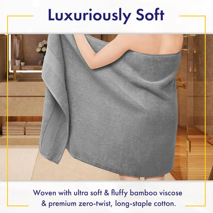 Ultra Soft & Plush Viscose from Bamboo Bath Towels - 700 GSM Luxury Bath Towels - 6 Piece Set - Super Absorbent & Quick Drying (Pewter Grey)