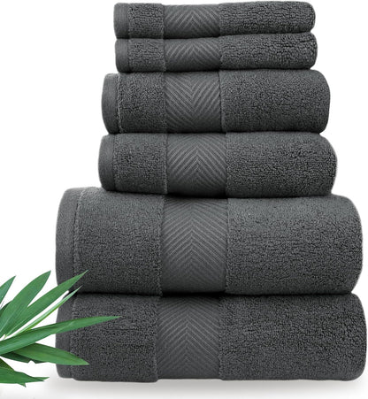 Ultra Soft & Plush Viscose from Bamboo Bath Towels - 700 GSM Luxury Bath Towels - 6 Piece Set - Super Absorbent & Quick Drying (Pewter Grey)