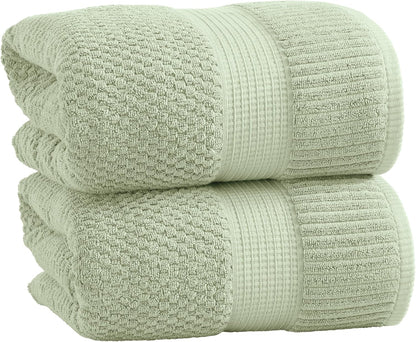 NY Loft 100% Cotton 4 Pack Bath Towels, 30" x 52", Soft & Absorbent, Quick Dry, Textured - Trinity Collection, Bright White