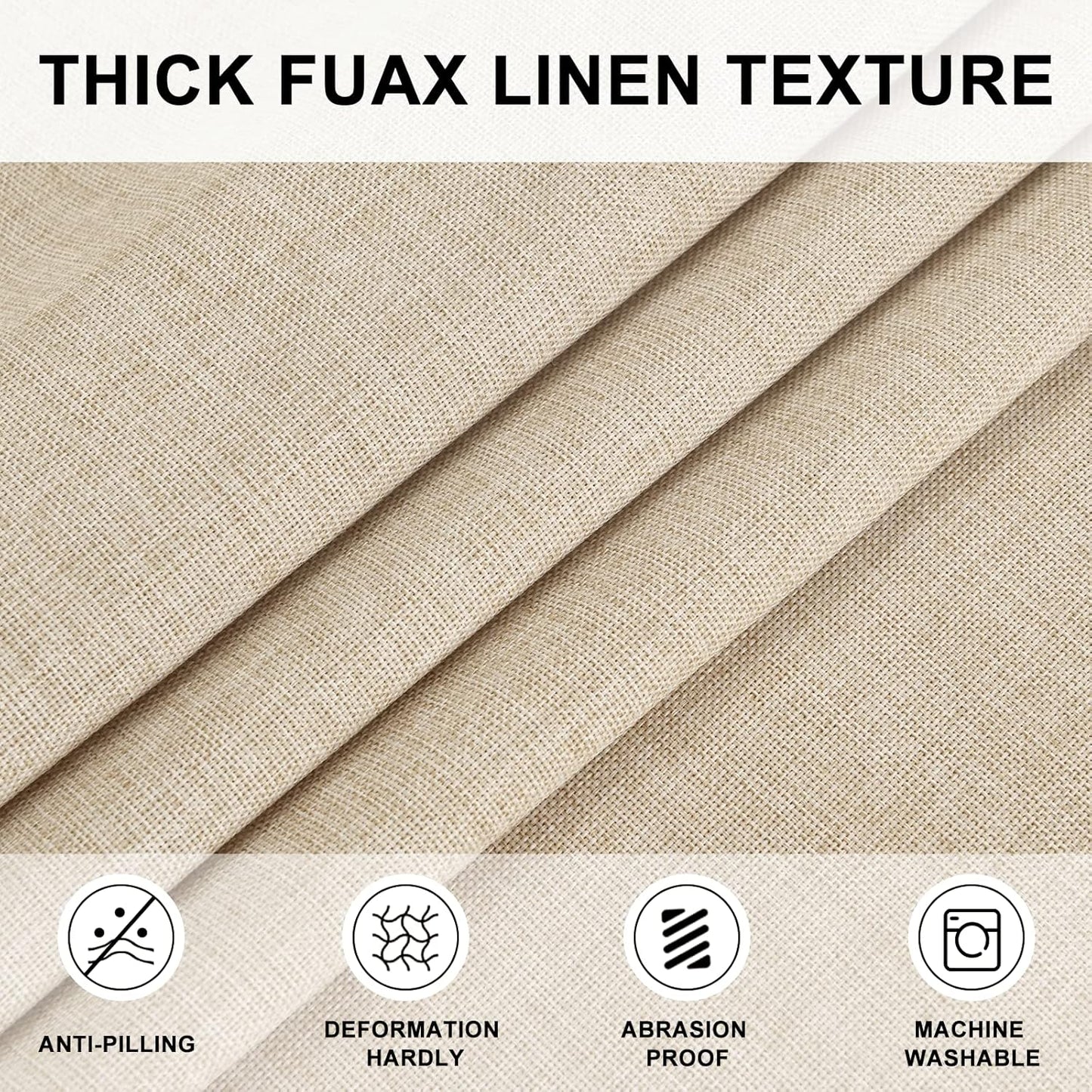 Hiasan Round Linen Tablecloth 120 Inch - Wrinkle and Stain Resistant Washable Polyester Fabric Table Cloth for Dining Room Kitchen Party, Beige